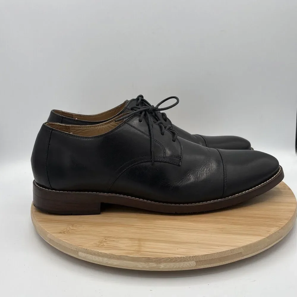 Wallin & Bros Mens 12M Black Leather Cap Toe Dress Shoes Lace Up Brazil Classic